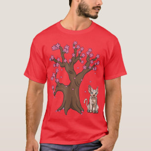 Japanese Sphynx Cat Cat Mom Cherry Blossom T-Shirt