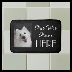 Japanese Spitz Black Funny Paws Plush Bath Mat