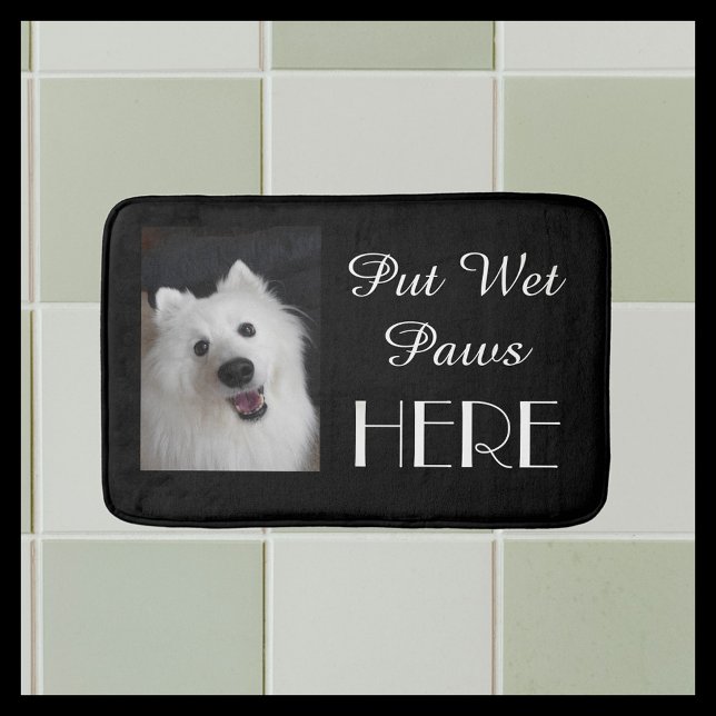 Japanese Spitz Black Funny Paws Plush Bath Mat (Creator Uploaded)