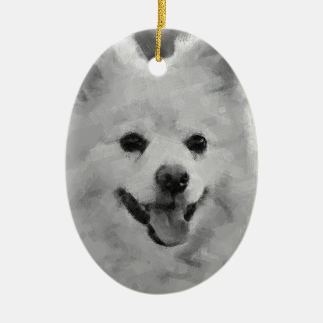 Japanese Spitz Ceramic Tree Decoration (Front)