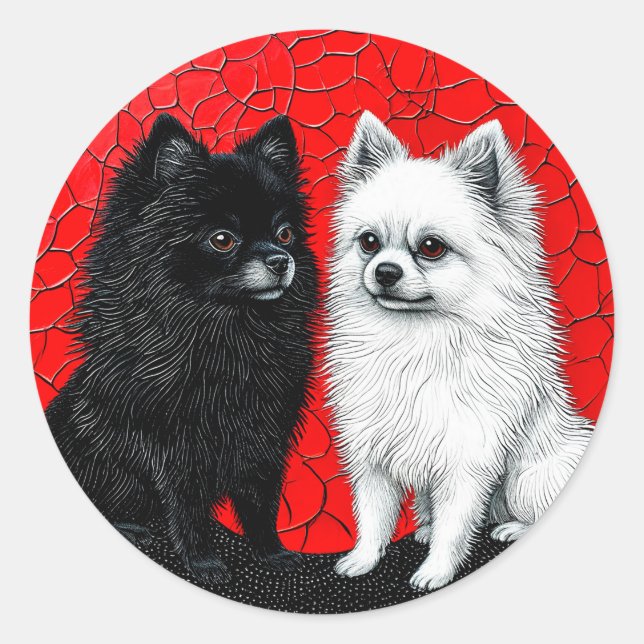 Japanese spitz dog classic round sticker (Front)