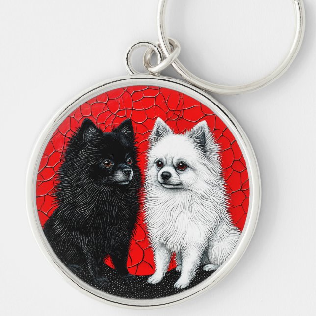 Japanese spitz dog key ring (Front)
