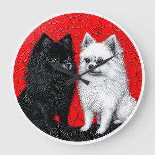 Japanese spitz dog large clock