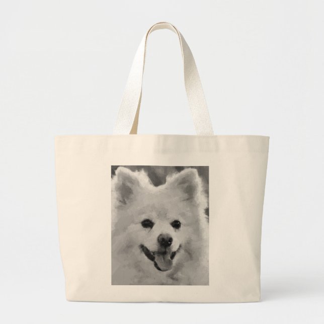 Japanese Spitz Large Tote Bag (Front)