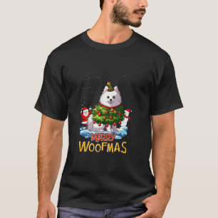 Japanese Spitz Merry Christmas Tree Lights Dog X M T-Shirt