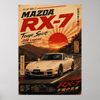 Japanese Sports Car Vintage Poster | Mount Fuji Wa