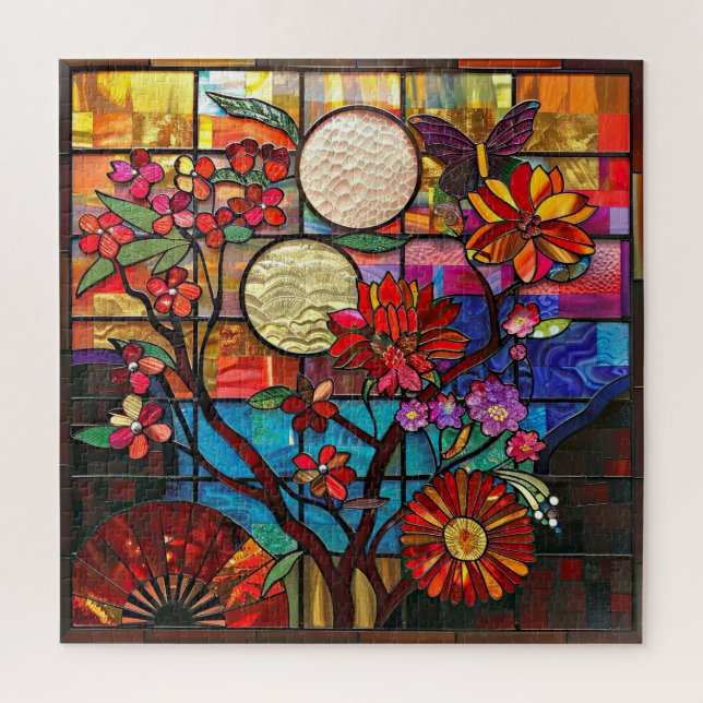 Japanese Stained Glass Art Puzzle (Vertical)