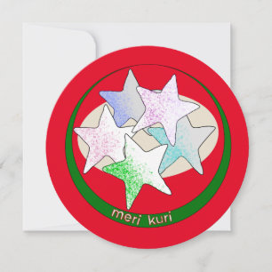 Japanese Star Cookies on a Round Christmas  Holiday Card