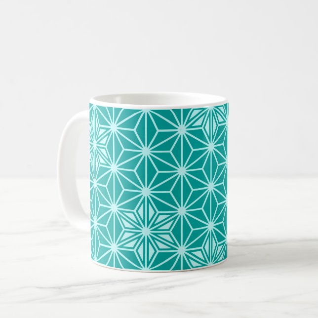 Japanese Star pattern - turquoise Coffee Mug (Front Left)