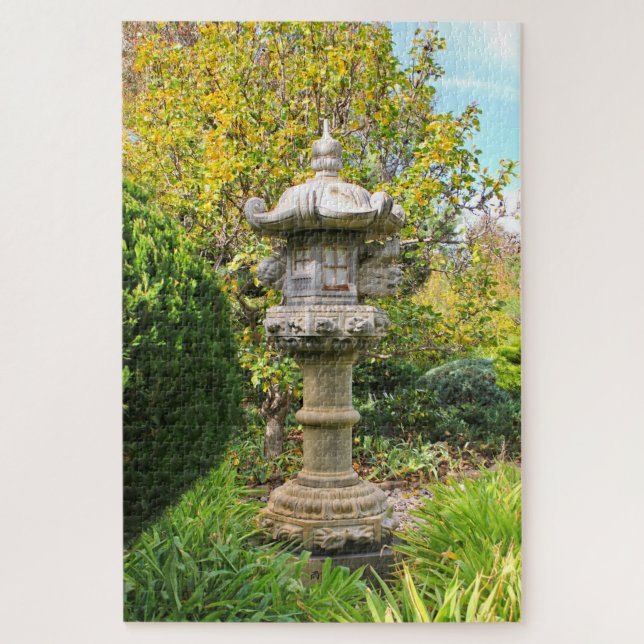 Japanese stone lantern, Himeji Garden, Adelaide Jigsaw Puzzle (Vertical)