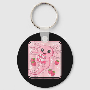 Japanese Strawberry Milk Anime Pink Kawaii Axolotl Key Ring