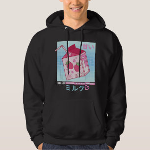 Japanese Strawberry Milk Kawaii Kanji Vaporwave Ot Hoodie