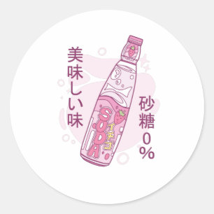 Japanese Strawberry Soda Classic Round Sticker