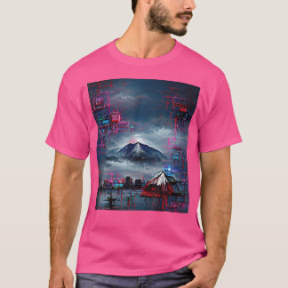 Japanese Street Wear Aesthetic Mount Fuji Cyberpun T-Shirt