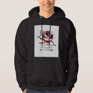 Japanese Streetwear crane red sun hoddie Hoodie