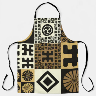 Japanese style, black gold seamless patterns. apron