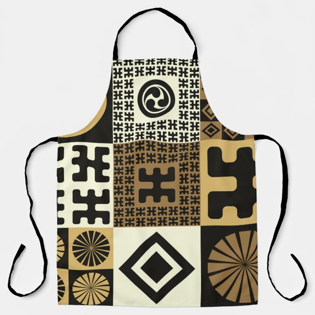 Japanese style, black gold seamless patterns. apron (Front)