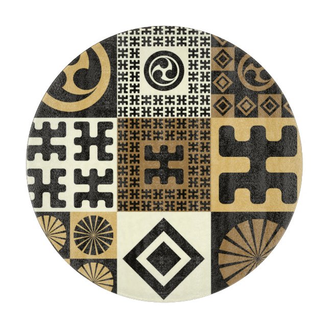 Japanese style, black gold seamless patterns. cutting board (Front)