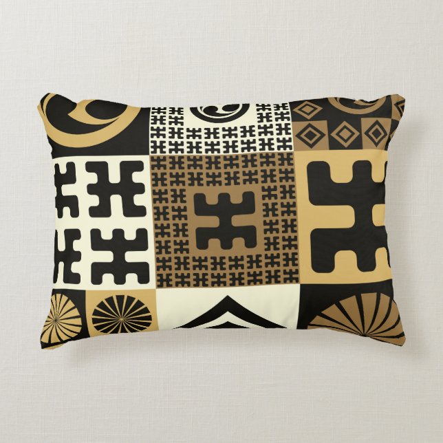 Japanese style, black gold seamless patterns. decorative cushion (Front)