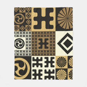Japanese style, black gold seamless patterns. fleece blanket