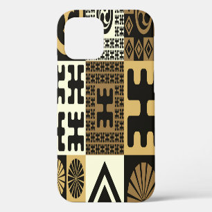 Japanese style, black gold seamless patterns. iPhone 12 case