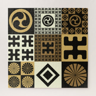 Japanese style, black gold seamless patterns. jigsaw puzzle