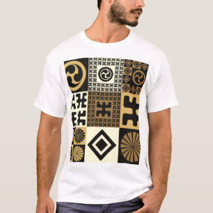 Japanese style, black gold seamless patterns. T-Shirt