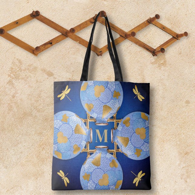 Japanese-Style Blue And Gold  Tote Bag (Creator Uploaded)