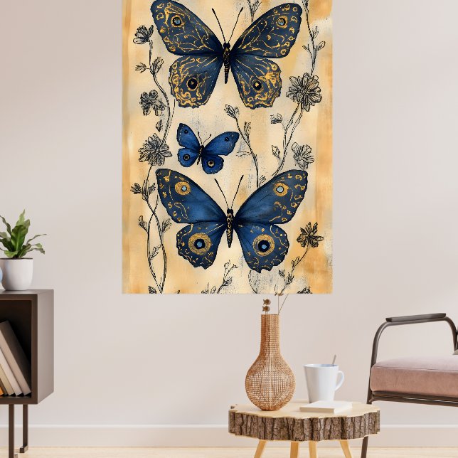 Japanese-style butterflies, poster (Living Room 3)