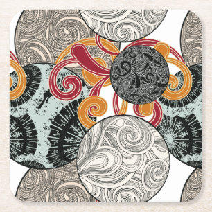 Japanese style coaster with balls and swirls