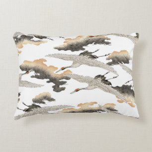 Japanese style crane: elegant design. decorative cushion