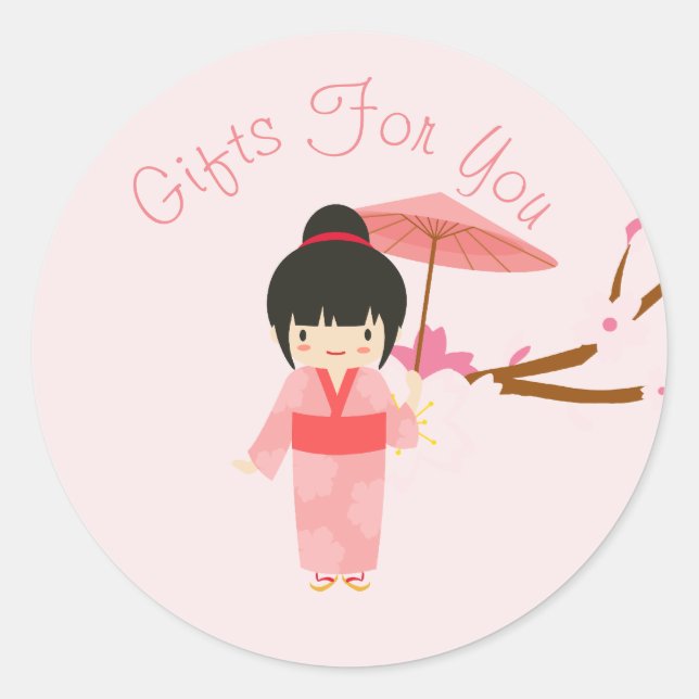 Japanese style design Gift business branding Classic Round Sticker (Front)