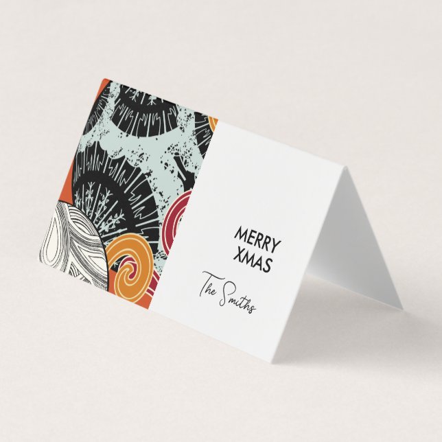 Japanese style Happy Xmas card with balls in red (Front)