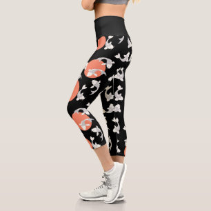 Japanese Style Koi Art Pattern Capri Leggings