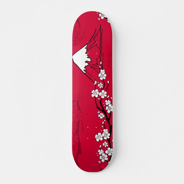 Japanese style  mountain and flowers landscape skateboard (Front)