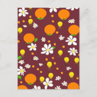 Japanese Style Oranges and Orange Blossom Pattern 