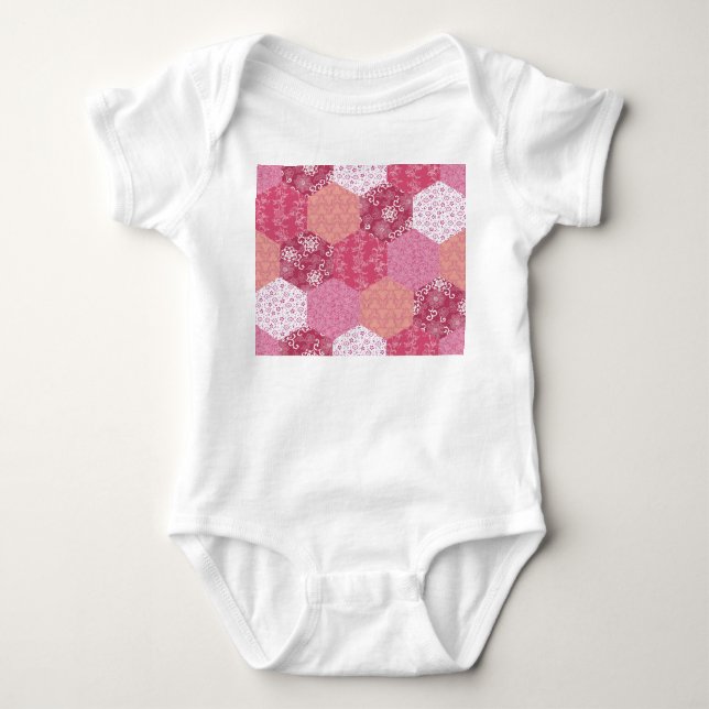 Japanese Style Patchwork Pattern Design Baby Bodysuit (Front)