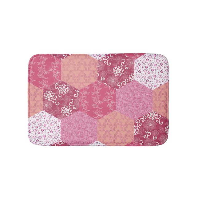 Japanese Style Patchwork Pattern Design Bath Mat (Front)