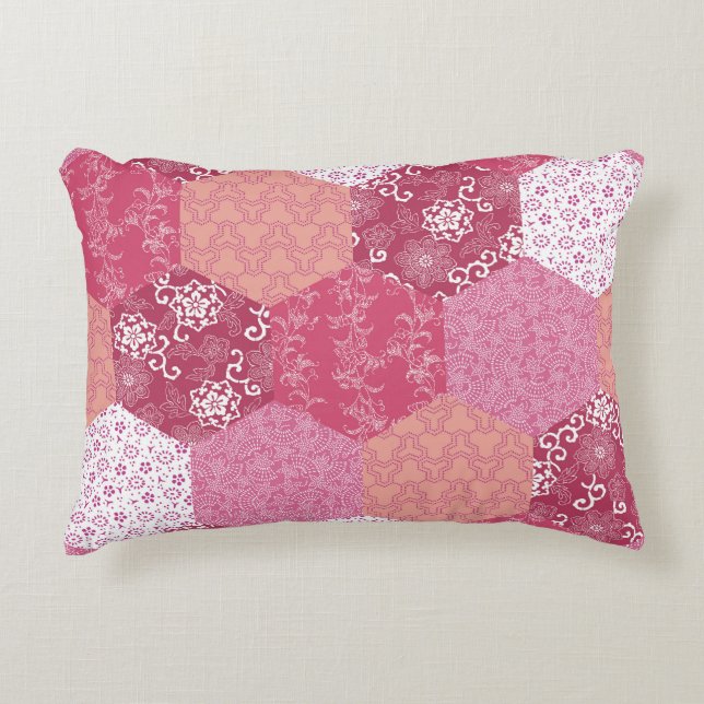Japanese Style Patchwork Pattern Design Decorative Cushion (Front)