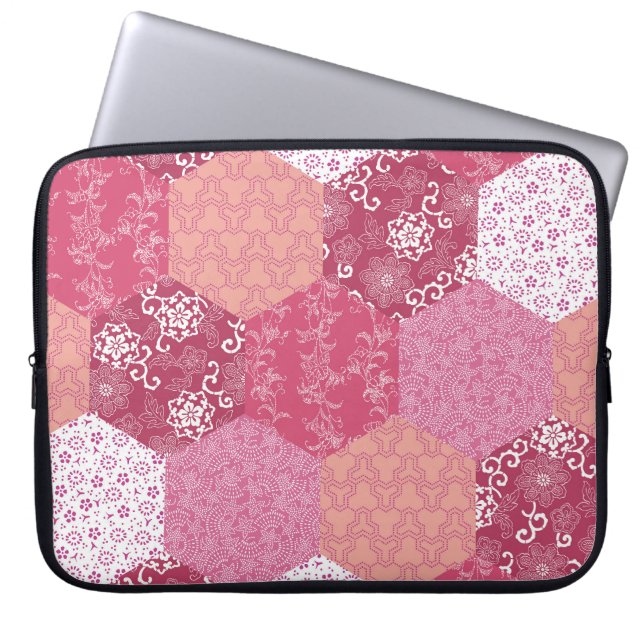 Japanese Style Patchwork Pattern Design Laptop Sleeve (Front)