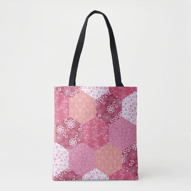 Japanese Style Patchwork Pattern Design Tote Bag (Front)