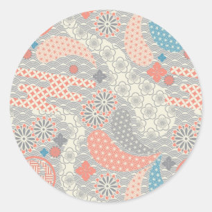 Japanese style pattern. Illustration. Classic Round Sticker