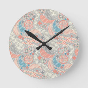 Japanese style pattern. Illustration. Round Clock