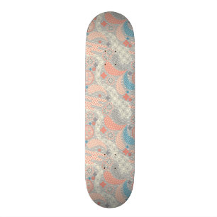 Japanese style pattern. Illustration. Skateboard