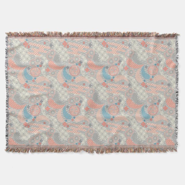 Japanese style pattern. Illustration. Throw Blanket (Front)
