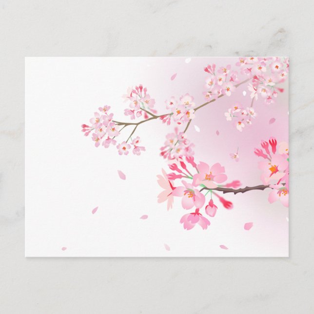 Japanese Style Postcards With Cherry Blossoms Danc (Front)