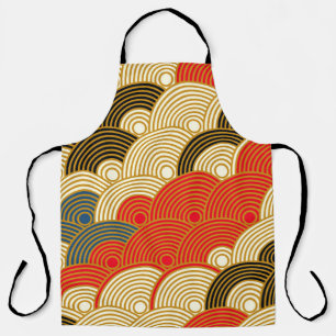 Japanese style scales waves seamless pattern in re apron