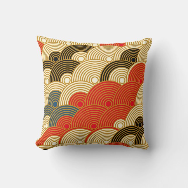 Japanese style scales waves seamless pattern in re cushion (Front)