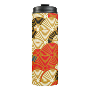 Japanese style scales waves seamless pattern in re thermal tumbler
