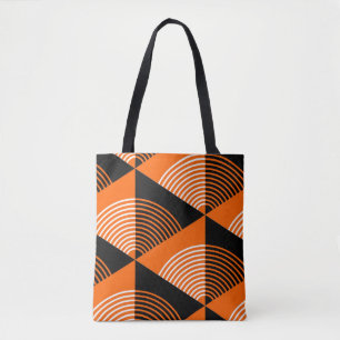 Japanese style seamless pattern with triangles and tote bag